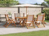 7 Piece Garden Dining Set Solid Wood Acacia and Textilene 3279270