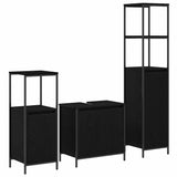 Bathroom Furniture Set with Shelf Wall-mounted 3 pcs Black oak 3328394