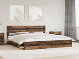 Bed Frame with Headboard Old Wood 200 x 200 cm Solid Pine Wood 3411381