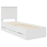 Bed Frame with Drawer White 75 x 190 cm Engineer Wood 3411166