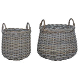 Planter Basket with Storage 2 pcs Grey Lacak Rattan 42020953