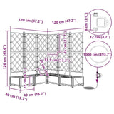 Garden Planter 5 pcs Brown 120 x 120 x 126 cm Plastic 42002832