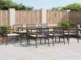 9 Piece Garden Dining Set with Cushions Black Poly Rattan 3213602