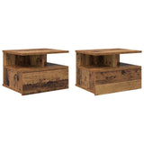 Floating Nightstand with Drawer 2 pcs Old Wood 40 x 31 x 28 cm 871753