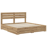 Bed Frame with Drawer with Headboard Manual Engineered Wood 3411621