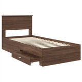 Bed Frame Brown Oak and Silver 75 x 190 cm Engineered Wood 3408332
