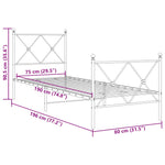 Metal Bed Frame without Mattress with Footboard White 75x190cm 376559