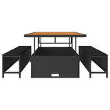 Garden Dining Set Black Poly Rattan 42007906