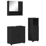 Bathroom Furniture Set 3 pcs Black Engineered wood & Metal 3392944