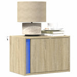 ZNTS Wall-mounted Bedside Cabinets with LED Lights 2 pcs Sonoma Oak 852094