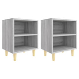 Bed Cabinets with Solid Wood Legs 2 pcs Grey Sonoma 40x30x50 cm 813101