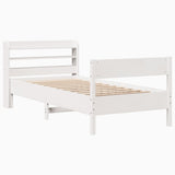 Bed Frame without Mattress White 75x190 cm Small Single Solid Wood Pine 3306952