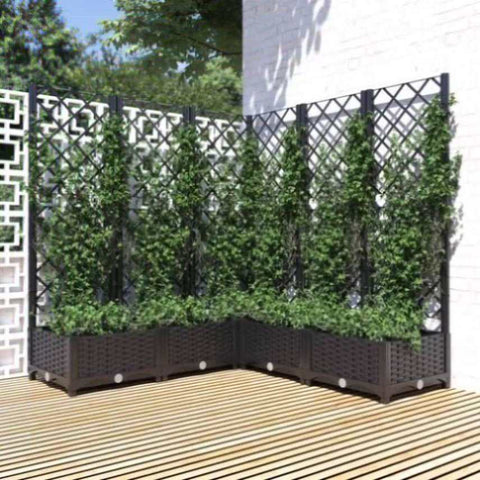 Garden Planter with Trellis Black 120x120x121.5 cm PP 318276