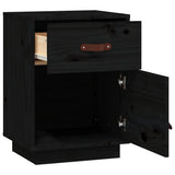 Bedside Cabinet Black 40x34x55 cm Solid Wood Pine 818313