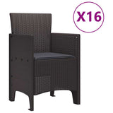 Garden Dining Set with Cushions with Cushion 17 pcs Brown PP 3378660