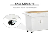 Kitchen Island Utility Cart, with 2 Storage Drawers & Cabinets for Dining Room, White T3398P344624
