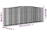 Arched Gabion Basket 400x30x180/200 cm Galvanised Iron 153409