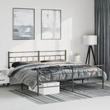Metal Bed Frame without Mattress with Footboard Black 193x203cm 355683