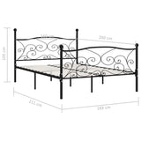 Bed Frame without Mattress with Slatted Base Black Metal 160x200 cm 284458