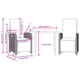 3 Piece Bistro Set with Cushions Black Poly Rattan 3212528