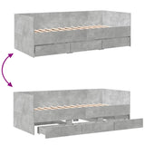 Daybed with Drawers without Mattress Concrete Grey 90x200 cm 3280821
