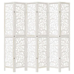Room Divider 6 Panels White Solid Wood Paulownia 358748