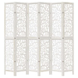 Room Divider 6 Panels White Solid Wood Paulownia 358748