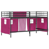 Kids'Loft Bed Frame with Curtains Black and Pink 100 x 200 cm 42020806