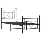 Metal Bed Frame without Mattress with Footboard Black 75x190cm 374347