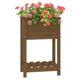 Planter with Shelf Honey Brown 54x34.5x81 cm Solid Wood Pine 823755