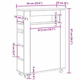 Bathroom Furniture Set with Wheel Black Oak 65 x 23 x 87 cm 869072