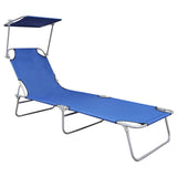 47769 Folding Sun Lounger with Canopy Blue Aluminium