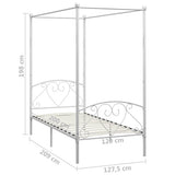 Canopy Bed Frame without Mattress White Metal 120x200 cm 284428