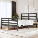 ZNTS Bed Frame without Mattress Grey Solid Wood Pine 135x190 cm Double Double 3104983