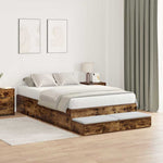 Storage Bed Frame with Drawer Smoked Oak 236.5 x 120 x 31.5 cm 3335633