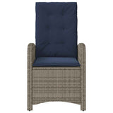 Reclining Garden Chairs 2 pcs with Cushions Grey Poly Rattan 365175