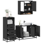 ZNTS 3 Piece Bathroom Furniture Set Black Engineered Wood 3301040