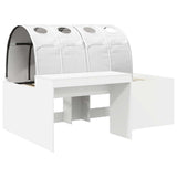 Bed Frame with Tunnel with Shelf 3 pcs White Engineered Wood 3423647