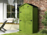 Small Shed, Tall Slim Wooden Garden Shed with 3 Removable Shelves and Roof Hatch, Compact Outdoor T3398P318680