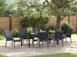 Garden Dining Set 7 pcs Black Powder-Coated Steel 3379405