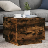 Coffee Table with LED Lights Smoked Oak 50x50x40 cm 839872