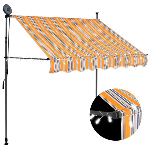 Manual Retractable Awning with LED 100 cm Yellow and Blue 145848