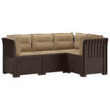 4-Seater Garden Sofa with Cushions Rattan Look PP Brown 3443984