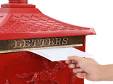 Standing Mailbox Red 42.5 x 29.5 x 117 cm Cast Aluminum 42023494