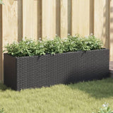 ZNTS Garden Planters with 3 Pots 2 pcs Black 105x30x32 cm Poly Rattan 3210522