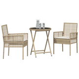 Garden Bistro Set 3 pcs Beige Poly rattan 3334966