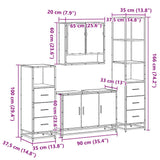 4 Piece Bathroom Furniture Set Brown Oak Engineered Wood 3301284