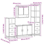 ZNTS 4 Piece Bathroom Furniture Set Sonoma Oak Engineered Wood 3301281