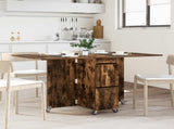 Dinning Table 2 pcs 140 x 80 x 77 cm Engineered Wood Smoked Oak 3424936