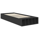 Bed Frame with Shelf Manual Black 75 x 190 cm Engineered Wood 3408418